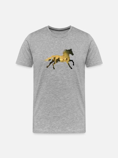Herd at a gallop silhouette - Men's Premium Organic T-Shirt - heather grey