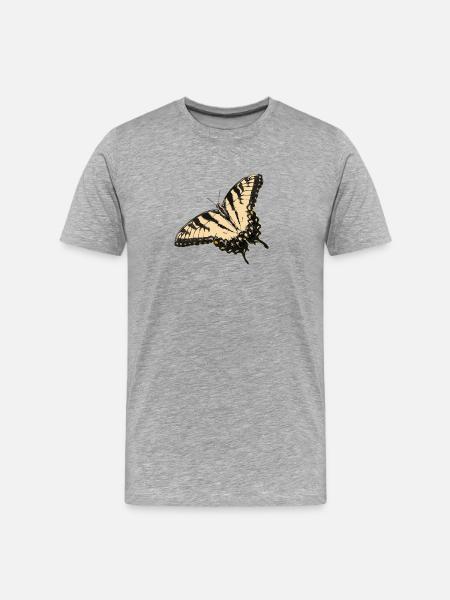Lemon Butterfly Illustration - Men's Premium Organic T-Shirt - heather grey