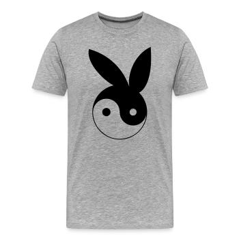 Ying und Yang mit Bunny Ohren - Männer Premium Bio T-Shirt - Grau meliert - Vorne - Damien (186cm)