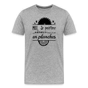 Die Bäume sind besser in Brettern! - Männer Premium Bio T-Shirt - Grau meliert - Vorne - Damien (186cm)