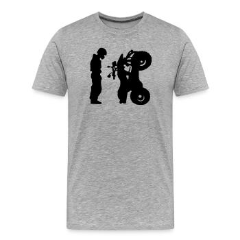 Quad - Männer Premium Bio T-Shirt - Grau meliert - Vorne - Damien (186cm)