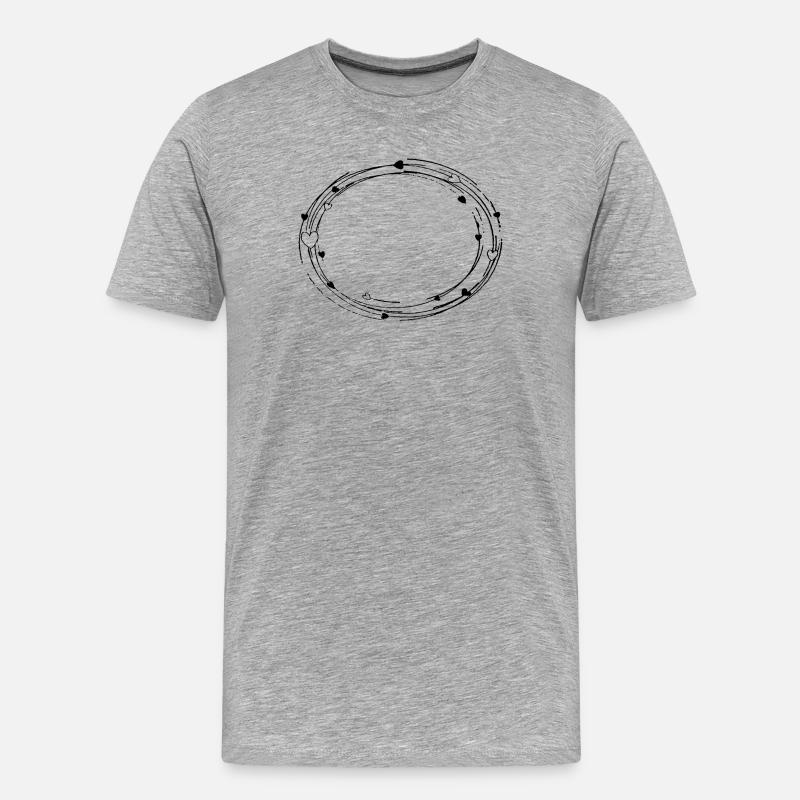 Deko oval mit Herzen - Rahmen Hintergrund - Männer Premium Bio T-Shirt - Grau meliert