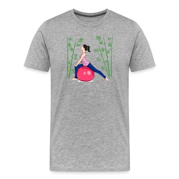 Exercices de Pilates Exercices de Fitness - T-shirt bio Premium Homme - gris chiné - Devant - Damien (186cm)