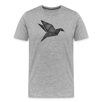 Oiseau Origami - T-shirt bio Premium Homme - gris chiné - Devant - Damien (186cm)