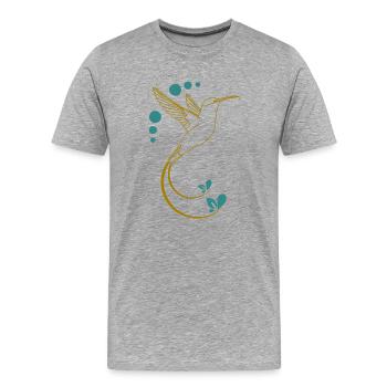 Yellow hummingbird with ornaments - Men's Premium Organic T-Shirt - heather grey - Front - Damien (186cm)