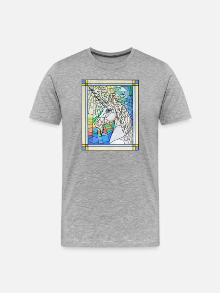 Einhorn in Glas - Männer Premium Bio T-Shirt - Grau meliert