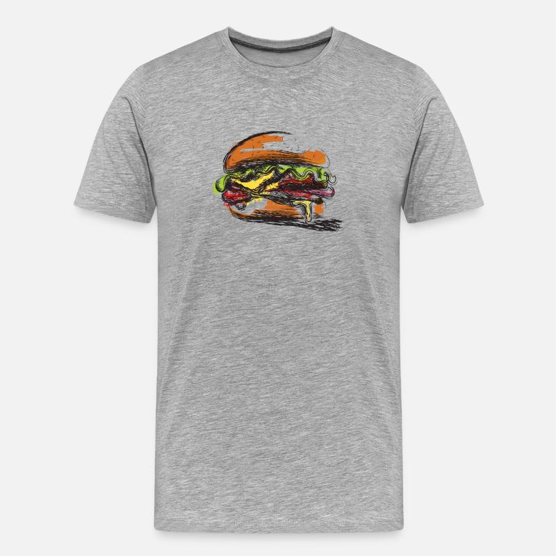 Hamburger-gefülltes Sandwich-Poster - Männer Premium Bio T-Shirt - Grau meliert