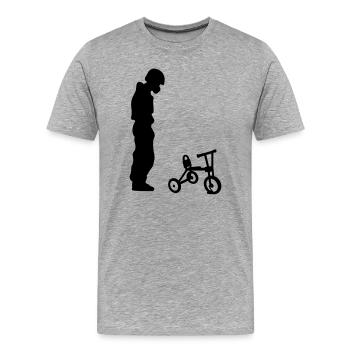 biker - Men's Premium Organic T-Shirt - heather grey - Front - Damien (186cm)