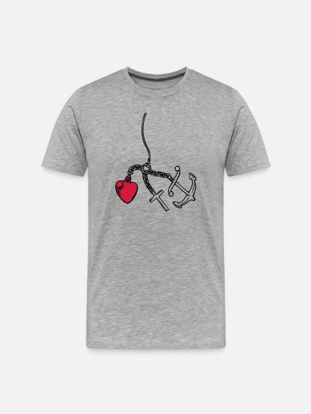 faith, love, hope heart - Men's Premium Organic T-Shirt - heather grey