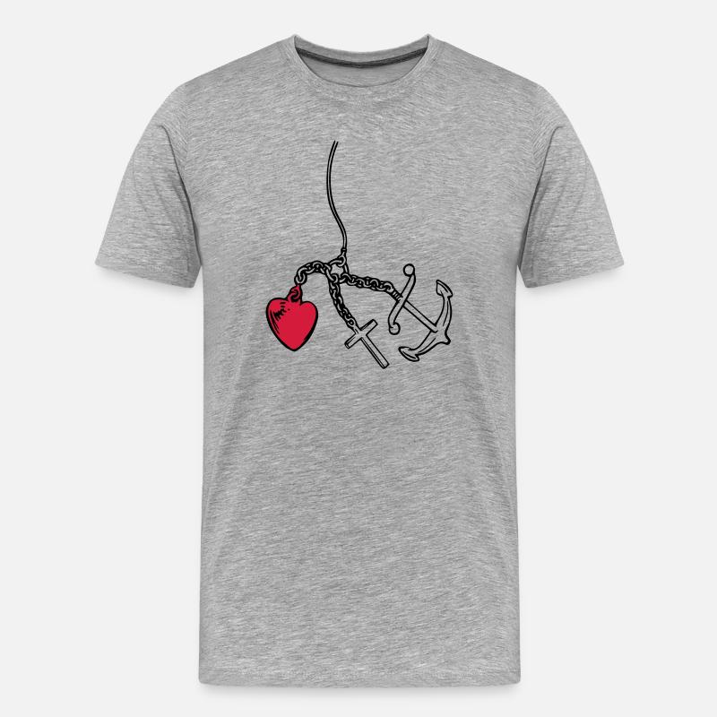 glaube liebe hoffnung herz - Männer Premium Bio T-Shirt - Grau meliert