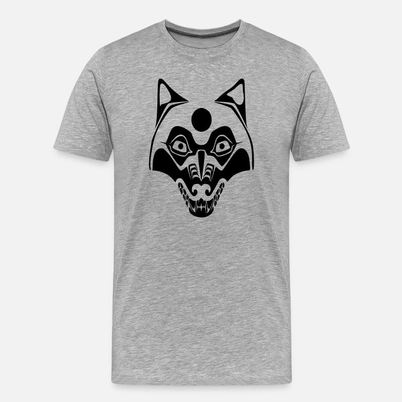 wolf - maske mond - Männer Premium Bio T-Shirt - Grau meliert