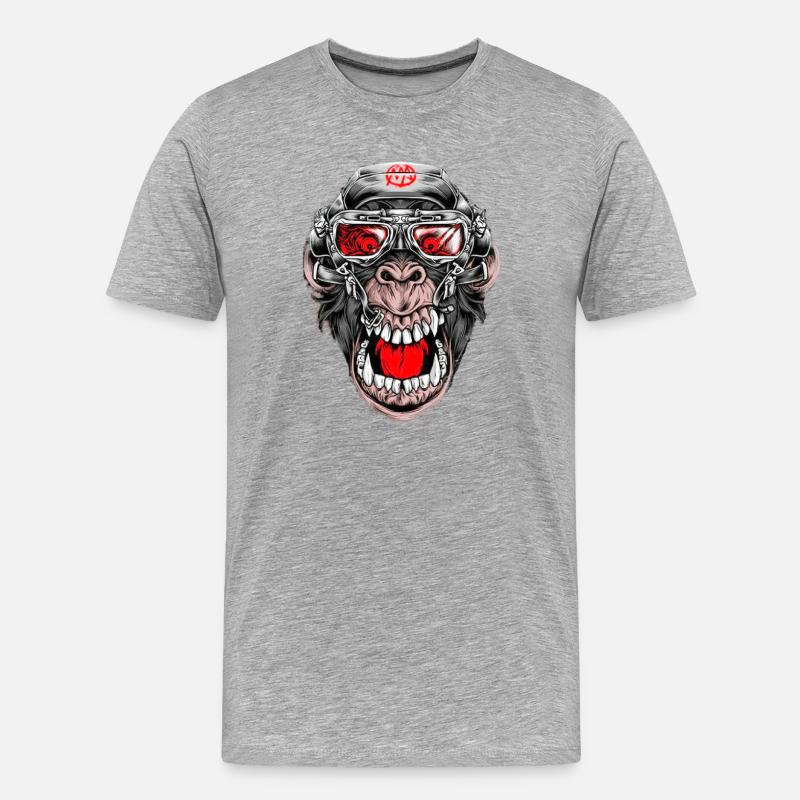 Crazy Monkey - Männer Premium Bio T-Shirt - Grau meliert