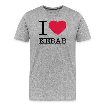 I LOVE KEBAB - Männer Premium Bio T-Shirt - Grau meliert - Vorne - Damien (186cm)