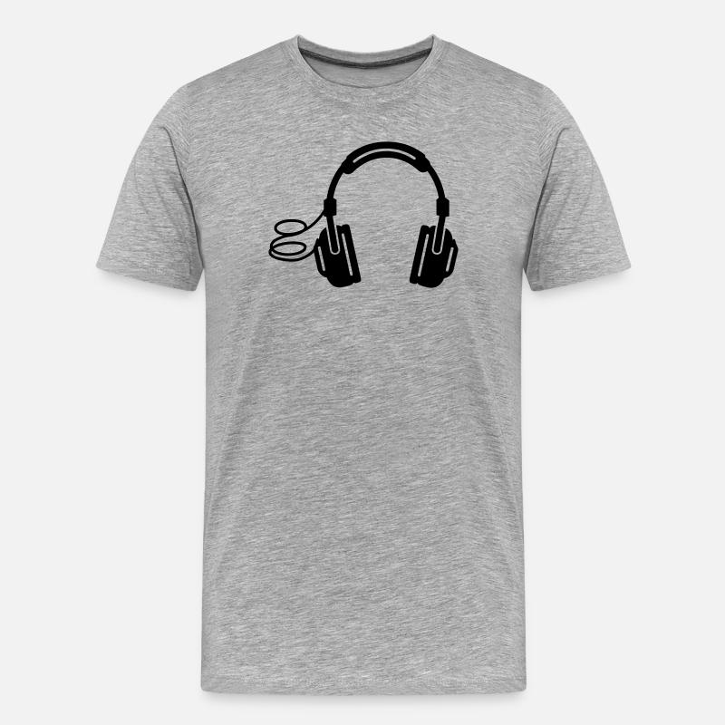 Kopfhörer headphones - Männer Premium Bio T-Shirt - Grau meliert