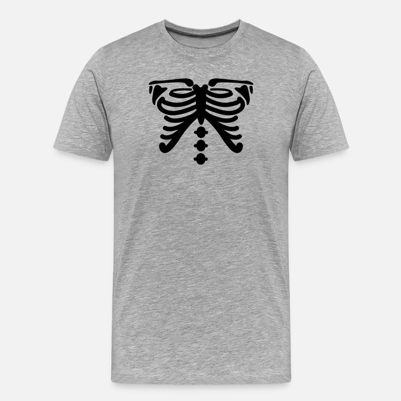 Skelett - Männer Premium Bio T-Shirt - Grau meliert