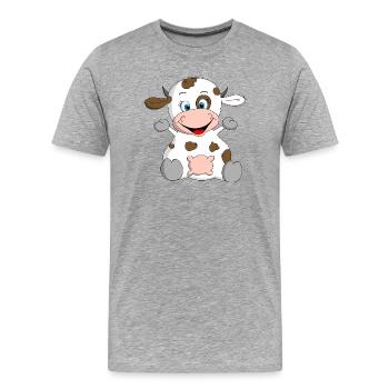 herzige Kuh sagt Muh - Männer Premium Bio T-Shirt - Grau meliert - Vorne - Damien (186cm)