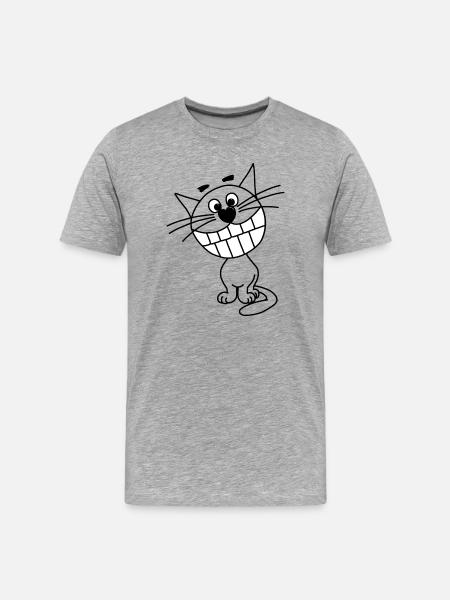Grinning cat - Men's Premium Organic T-Shirt - heather grey