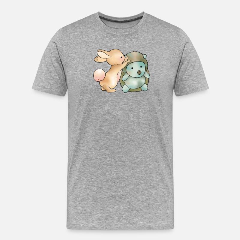 Hase und Igel - Männer Premium Bio T-Shirt - Grau meliert