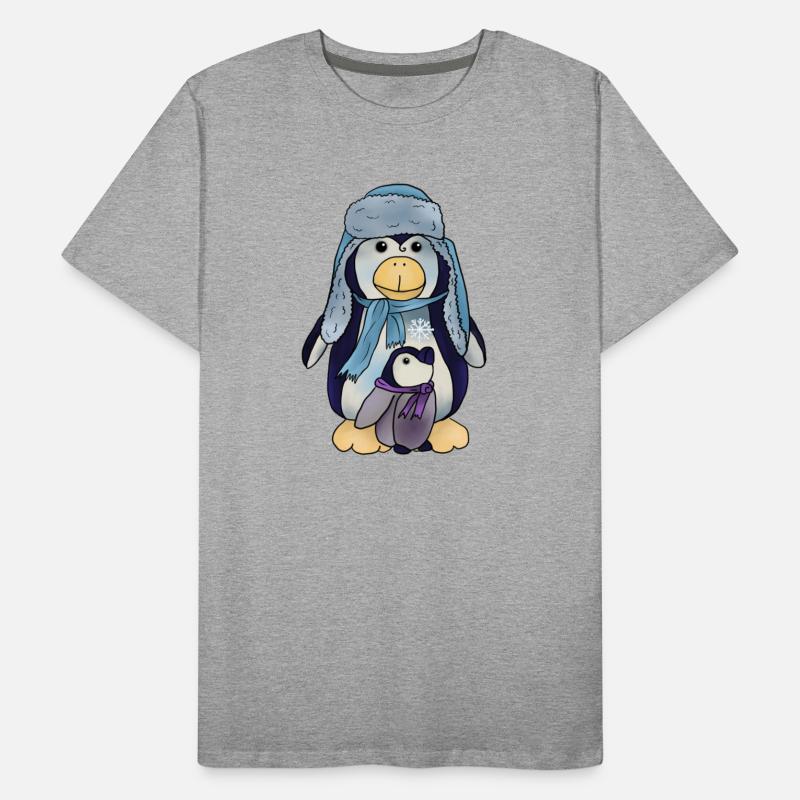 Pinguin mit Kind Männer Premium Bio T-Shirt