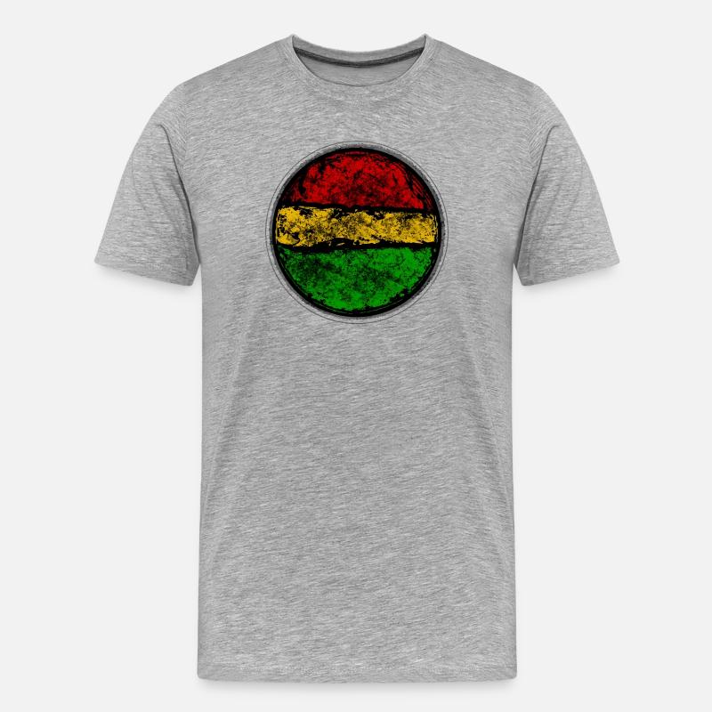 Abstraktes Retro Reggae Flag Design - Männer Premium Bio T-Shirt - Grau meliert