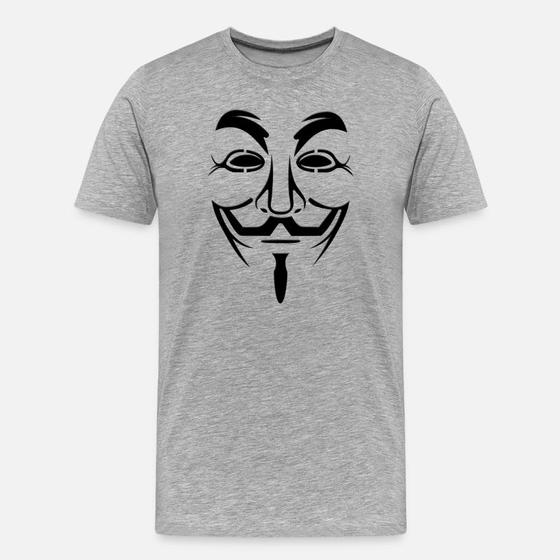 Anonymous Maske - Männer Premium Bio T-Shirt - Grau meliert