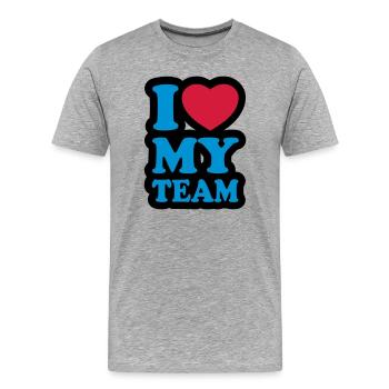 I love my team - Men's Premium Organic T-Shirt - heather grey - Front - Damien (186cm)