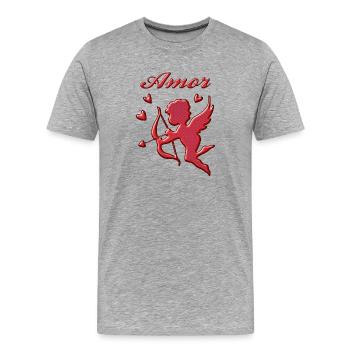 Amor - Männer Premium Bio T-Shirt - Grau meliert - Vorne - Damien (186cm)