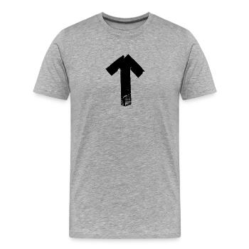 Flèche vers le haut - T-shirt bio Premium Homme - gris chiné - Devant - Damien (186cm)