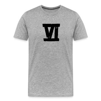 VI - 6 - Tape - Männer Premium Bio T-Shirt - Grau meliert - Vorne - Damien (186cm)