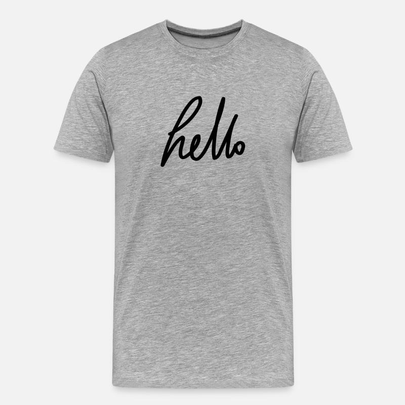 hello - Handschrift - Männer Premium Bio T-Shirt - Grau meliert
