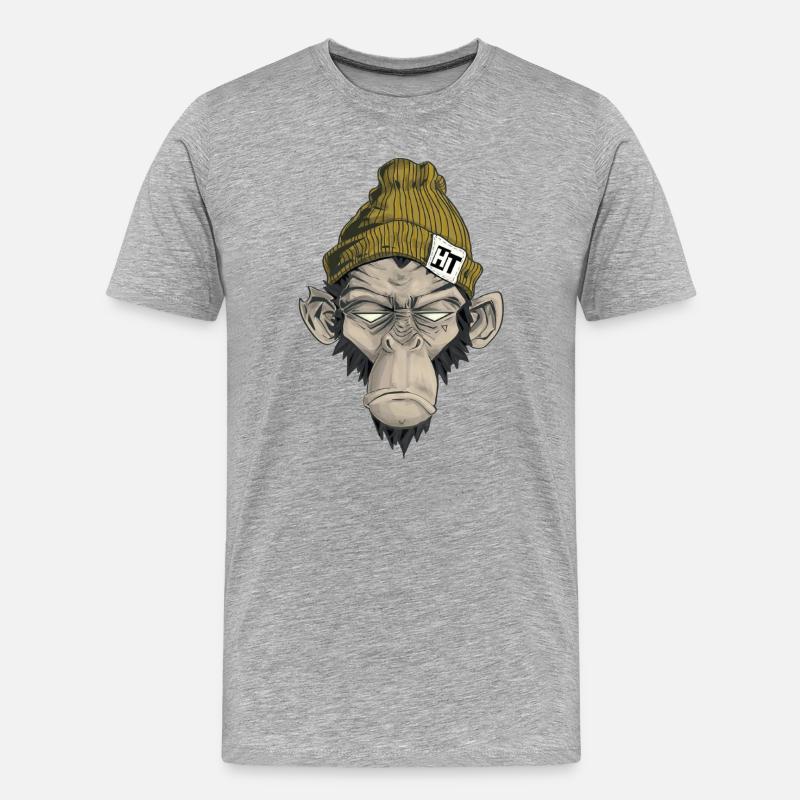 Rap Monkey - Männer Premium Bio T-Shirt - Grau meliert