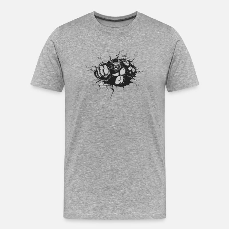 Gorilla King Kong - Männer Premium Bio T-Shirt - Grau meliert