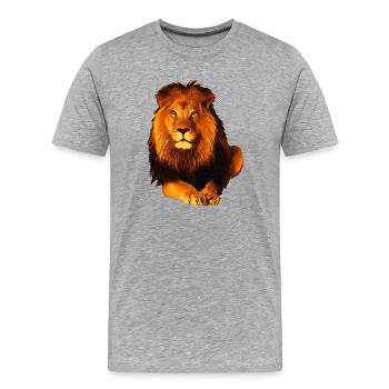 Löwe - Männer Premium Bio T-Shirt - Grau meliert - Vorne - Damien (186cm)