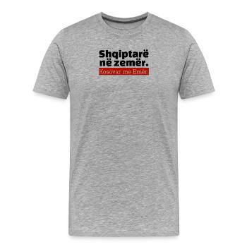 « Texte albanais » - T-shirt bio Premium Homme - gris chiné - Devant - Damien (186cm)
