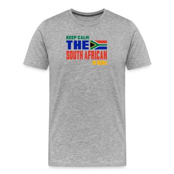 Keep Calm Afrique du Sud / Cadeau couleurs nationales - T-shirt bio Premium Homme - gris chiné - Devant - Damien (186cm)