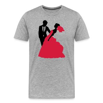 Mariage, Mariée, Le marié - T-shirt bio Premium Homme - gris chiné - Devant - Damien (186cm)
