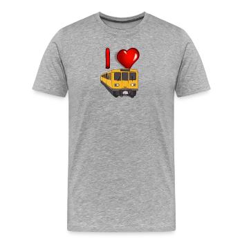 I Love Trains: Yellow Subway Heart Design - Men's Premium Organic T-Shirt - heather grey - Front - Damien (186cm)