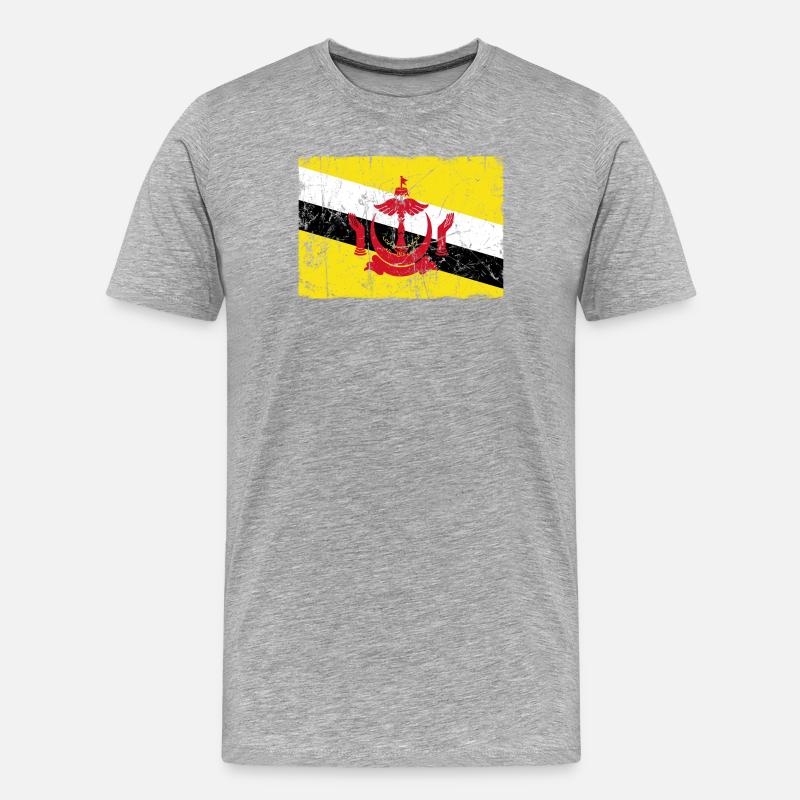 Brunei-Flaggenweinleseeffekt - Männer Premium Bio T-Shirt - Grau meliert