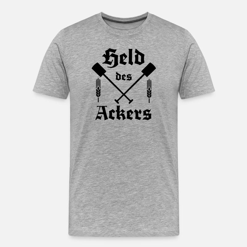 Held des Ackers Spaten - Männer Premium Bio T-Shirt - Grau meliert