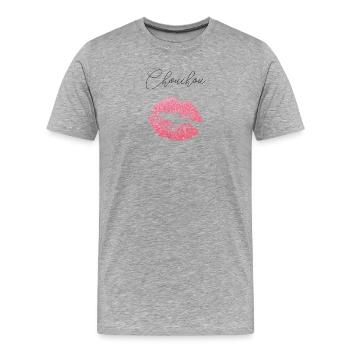 Kiss Rose to Glitter für Damen - Männer Premium Bio T-Shirt - Grau meliert - Vorne - Damien (186cm)