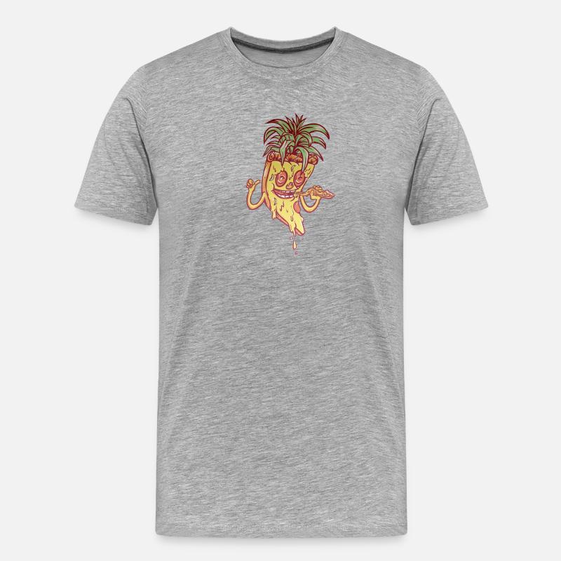 Funky Maskottchen-Ananaspizza - Männer Premium Bio T-Shirt - Grau meliert
