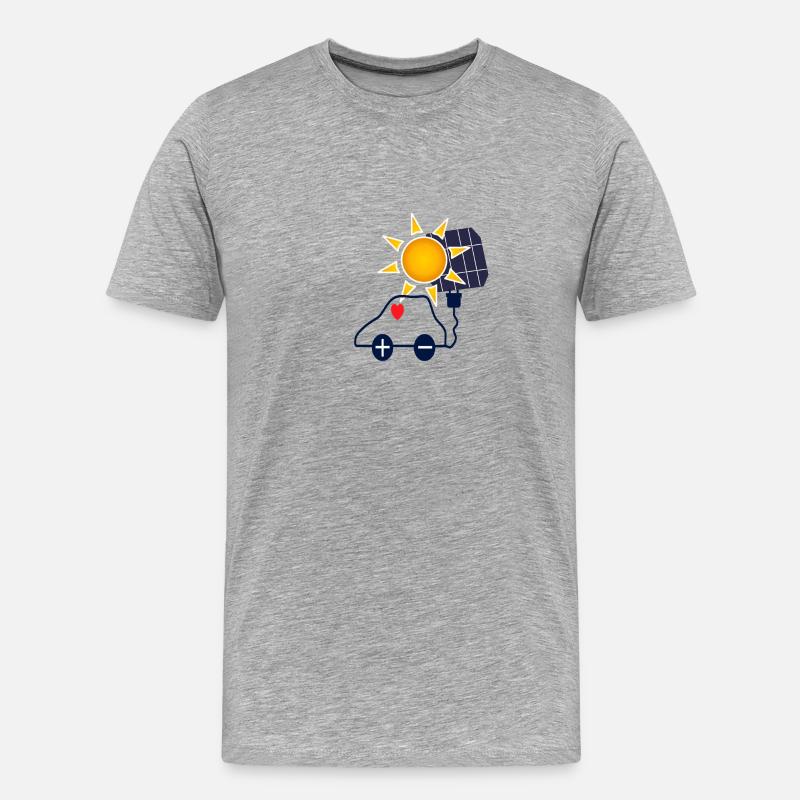 Sonnenkraft Auto mit Solarpanel - Männer Premium Bio T-Shirt - Grau meliert