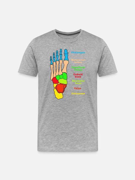 Foot Anatomy Bone Skeleton Physiotherapy - Men's Premium Organic T-Shirt - heather grey