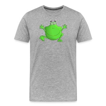 Grenouille - rire! - T-shirt bio Premium Homme - gris chiné - Devant - Damien (186cm)