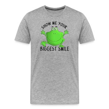 Rire - grenouille - T-shirt bio Premium Homme - gris chiné - Devant - Damien (186cm)