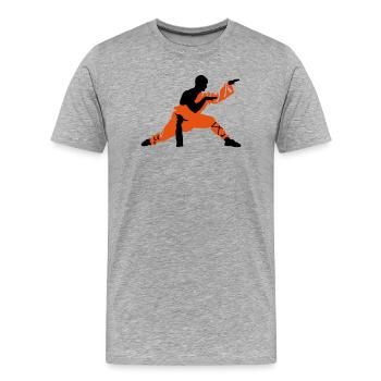 Kung fu - Männer Premium Bio T-Shirt - Grau meliert - Vorne - Damien (186cm)