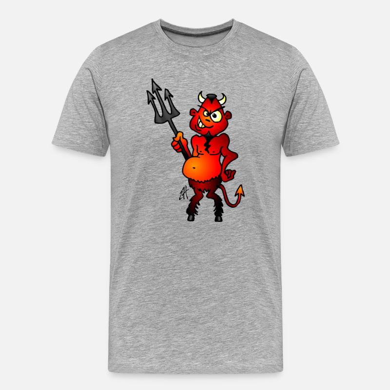 Dicker roter Teufel - Männer Premium Bio T-Shirt - Grau meliert