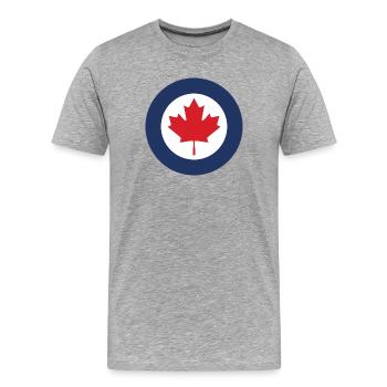 Version standard de la cocarde aéronautique canadienne - T-shirt bio Premium Homme - gris chiné - Devant - Damien (186cm)