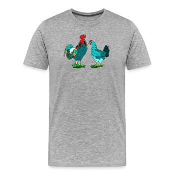 Colorful Chickens Illustration for Nature Fans - Men's Premium Organic T-Shirt - heather grey - Front - Damien (186cm)