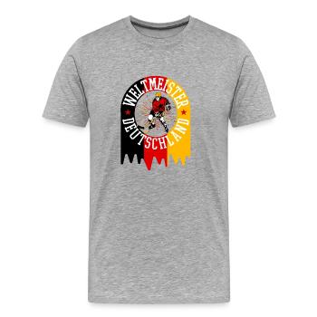 Weltmeister Deutschland - Männer Premium Bio T-Shirt - Grau meliert - Vorne - Damien (186cm)